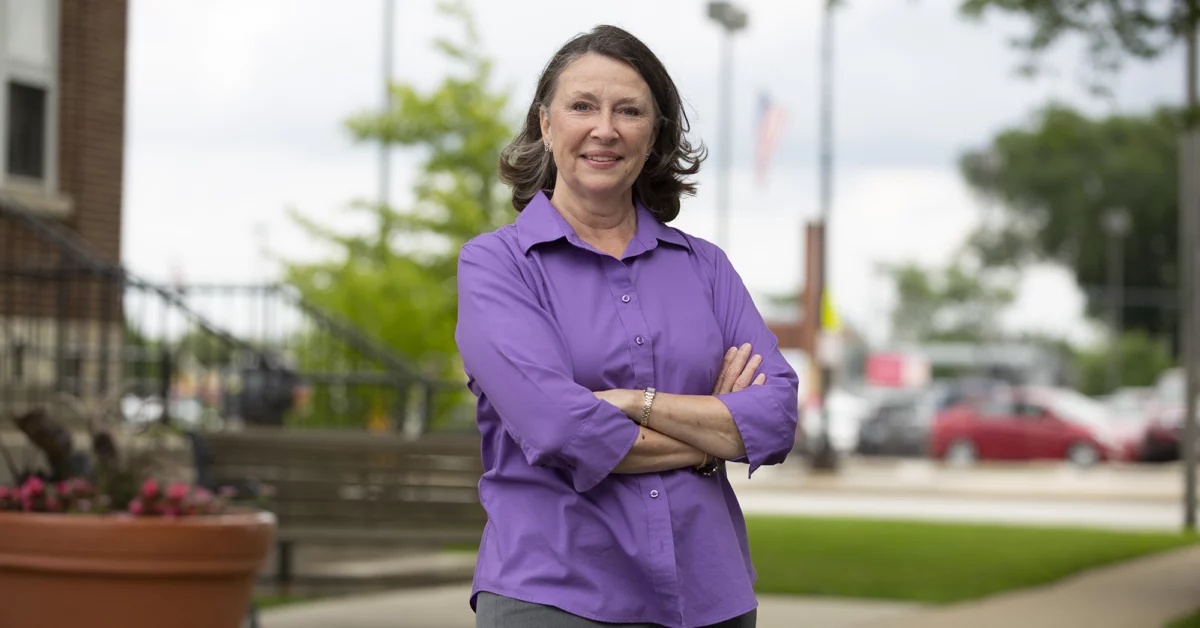 kathy carrier recorder of deeds in purple shirt